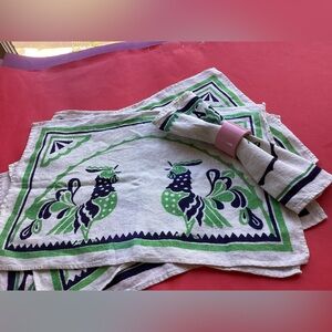 Vintage Rooster Print cloth napkins